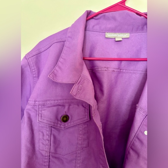 Lavender Women Within stretch Denim Jacket size 24 - Picture 2 of 7